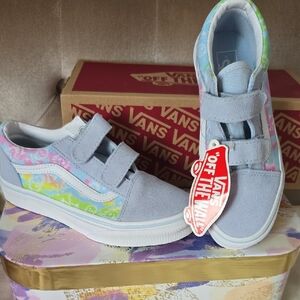 Vans Blue and Pink Sneakers with Velcro Straps